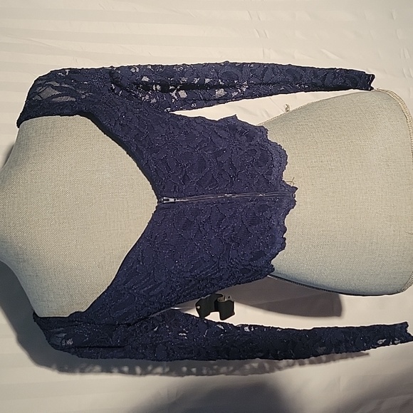 Jodi Kristopher Royal Blue Sequin Lace Long Sleeve Top, Size: 13 (junior) - Picture 6 of 10